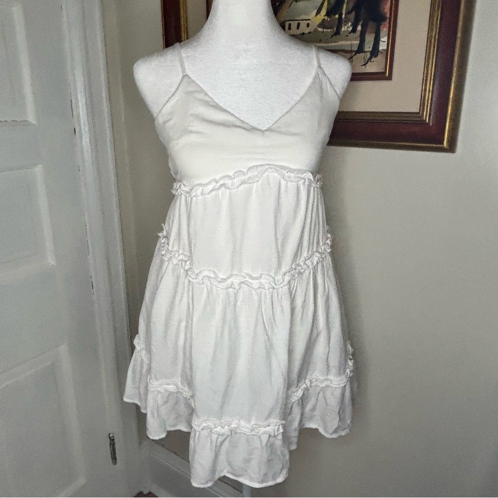 Row A White Tiered Spaghetti Strap Dress - Classic Summer Style